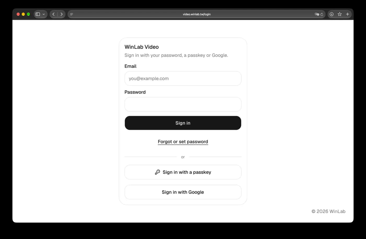 登入畫面,Sign in 按鈕下方是 Forgot or set password